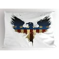 thumbnail image 1 of Ambesonne Eagle Pillow Sham, USA Flag Bird Silhouette, 26" X 20", Blue Red Sepia, 1 of 2