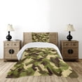 thumbnail image 1 of Ambesonne Eagle Quilted Bedspread Set 2 Pcs, Open Wings Camouflage, Twin Size, Dark Brown Army Green, 1 of 6