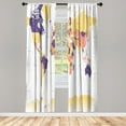 thumbnail image 1 of Ambesonne Earth Curtains, World Map Print Capital City, Pair of 28"x63", Mustard Indigo, 1 of 2