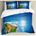 thumbnail image 1 of Ambesonne Earth Duvet Cover Sets, United States in Space, 2-Queen, Blue Green Pale Brown, 1 of 7