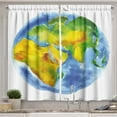 thumbnail image 1 of Ambesonne Earth Kitchen Curtains, Globe of Earth Watercolors, 55"x39", Pale Blue Green Yellow, 1 of 3