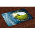 thumbnail image 1 of Ambesonne Earth Place Mats Set of 4, Circle Greenery Clouds, Standard Size, Green Brown Petrol Blue, 1 of 4
