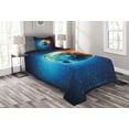 thumbnail image 1 of Ambesonne Earth Quilted Bedspread Set 2 Pcs, Galaxy Space Stars Astral, Twin Size, Orange Blue Black, 1 of 3