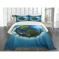 thumbnail image 1 of Ambesonne Earth Quilted Bedspread Set 3 Pcs, Blue Seas Fresh Continent, King Size, Blue Green Pale Blue, 1 of 5