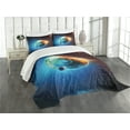 thumbnail image 1 of Ambesonne Earth Quilted Bedspread Set 3 Pcs, Galaxy Space Stars Astral, Queen Size, Orange Blue Black, 1 of 5