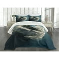 thumbnail image 1 of Ambesonne Earth Quilted Bedspread Set 3 Pcs, Planet Majestic Clouds, Queen Size, Petrol Blue White, 1 of 5
