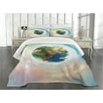 thumbnail image 1 of Ambesonne Earth Quilted Bedspread Set 3 Pcs, Vibrant Planet Continents, Queen Size, Multicolor, 1 of 5