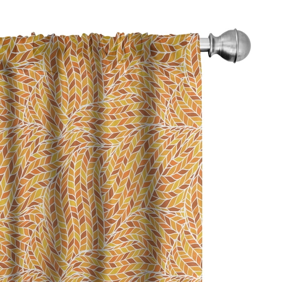 Ambesonne Earth Tones Window Curtains, Autumn Leaf Spirals, Each 28" W x 63" L, Earth Yellow Apricot