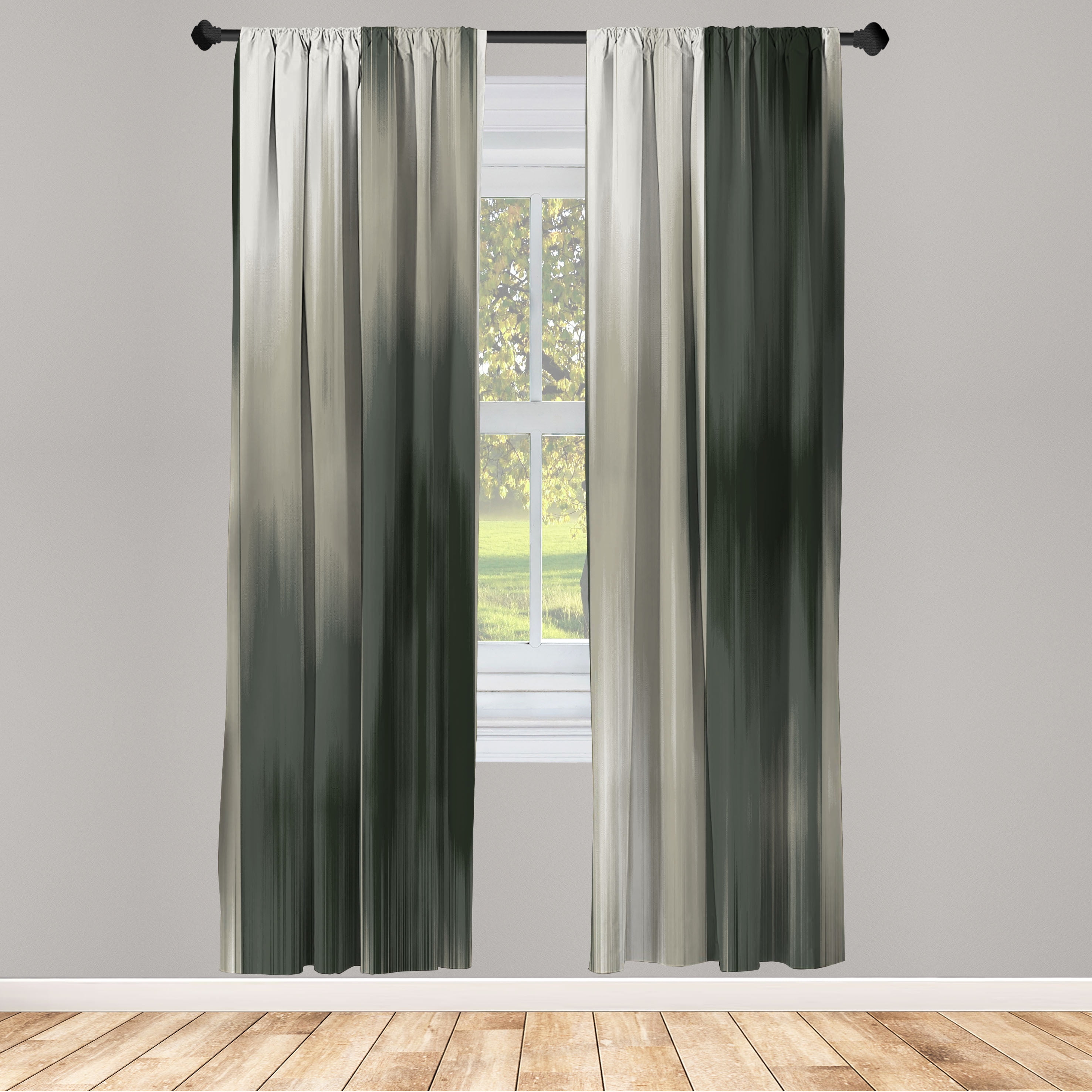 Dark Gray and Black Microfiber Rod Pocket Curtain Panels, 95-inch
