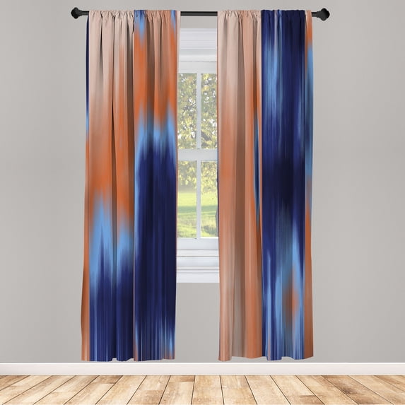 Ambesonne Earth Tones Curtains, Abstract Modern Ombre, Pair of 28"x95", Night Blue