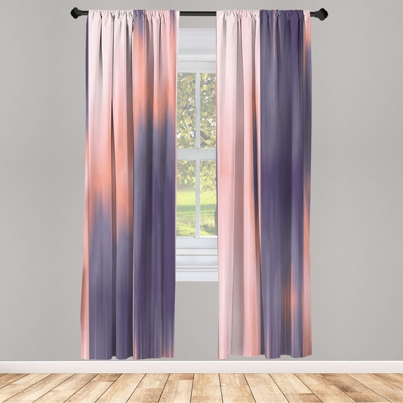 Ambesonne Earth Tones Curtains, Abstract Modern Ombre, Pair of 28"x95", Pale Eggplant
