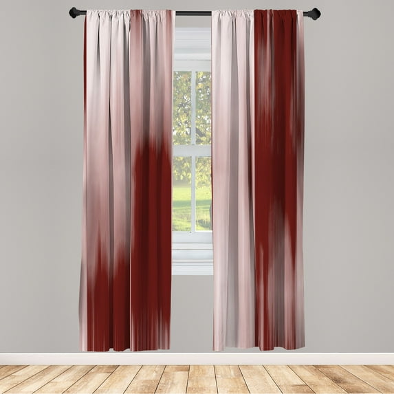 Ambesonne Earth Tones Curtains, Abstract Modern Ombre, Pair of 28"x95", Pale Maroon