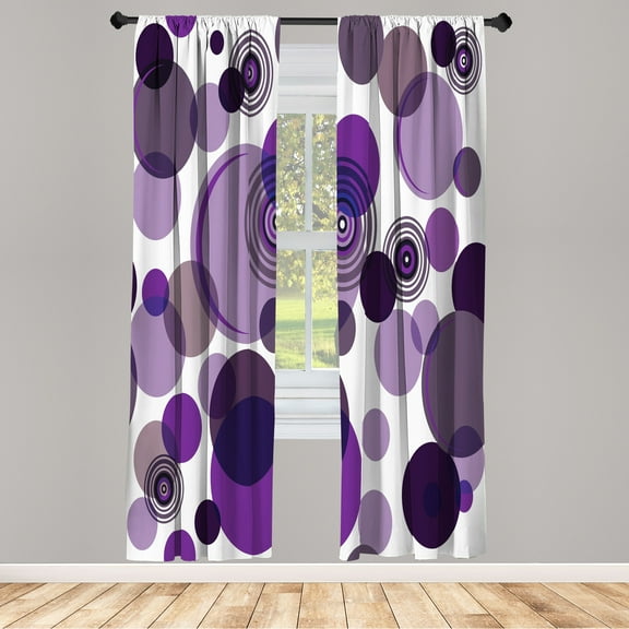 Ambesonne Earth Tones Curtains, Abstract Pastel Pattern, Pair of 28"x63", Violet Blue