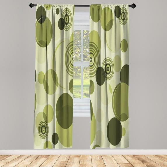 Ambesonne Earth Tones Curtains, Abstract Pastel Pattern, Pair of 28"x84", Olive Green