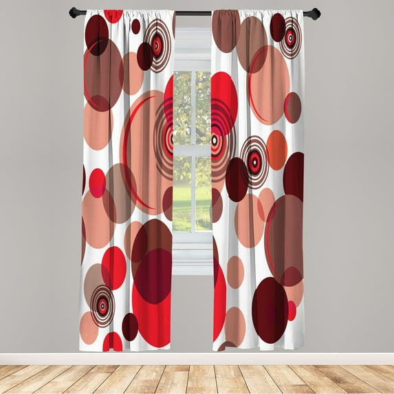 Ambesonne Earth Tones Curtains, Abstract Pastel Pattern, Pair of 28"x95", Ruby White