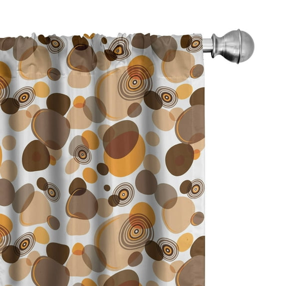 Ambesonne Earth Tones Curtains, Chaotic Spots Rings, Pair of 28"x95", Orange Brown Tan