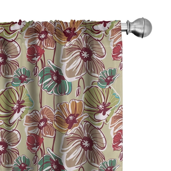 Ambesonne Earth Tones Curtains, Colorful Poppies, Pair of 28"x63", Multicolor