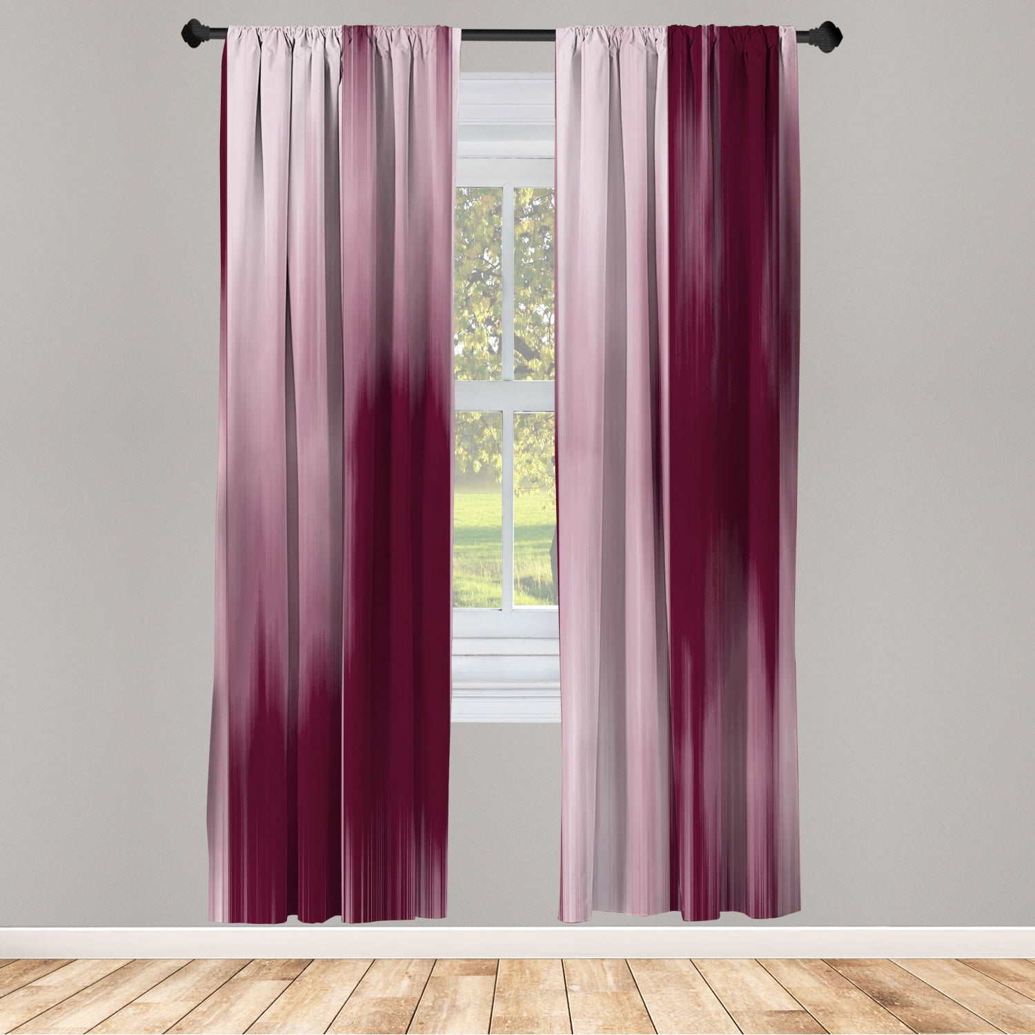 Taupe and Mauve Light-Filtering Microfiber Rod Pocket Curtain Panels, 28" x 84"