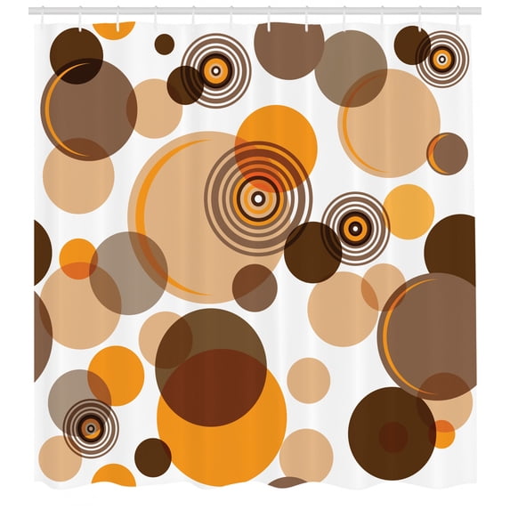 Ambesonne Earth Tones Shower Curtain, Chaotic Spots Rings, 69"Wx75"L, Orange Brown Tan