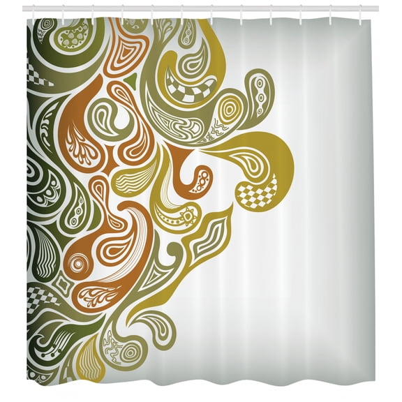 Ambesonne Earth Tones Shower Curtain, Modern Scroll Leaf, 69"Wx84"L, Khaki Green Cinnamon