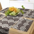 thumbnail image 1 of Ambesonne Earth Tones Table Runner & Placemats, Spiral Circles Grid, Placemat 4 pcs + Runner 16"x72", Dark Brown and Cream, 1 of 2
