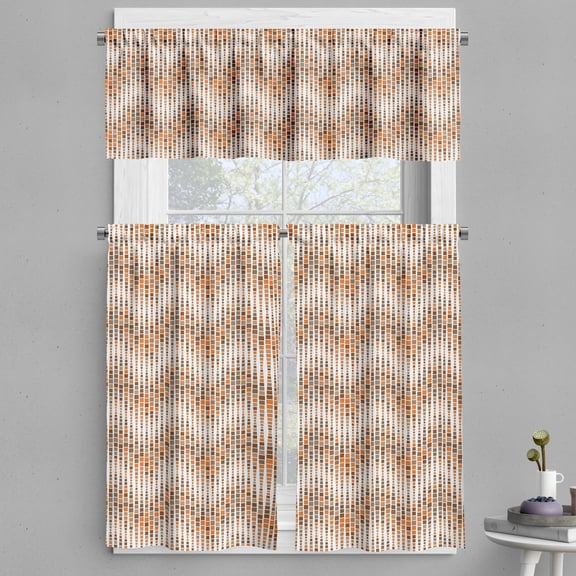 Ambesonne Earth Tones Valance & Curtain, Fractal Trippy Wave, 55"x30", Multicolor
