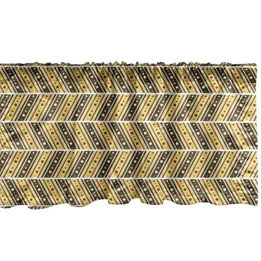 Ambesonne Earth Tones Window Valance, Asymmetric Lines, 54" X 18", Brown Mustard White