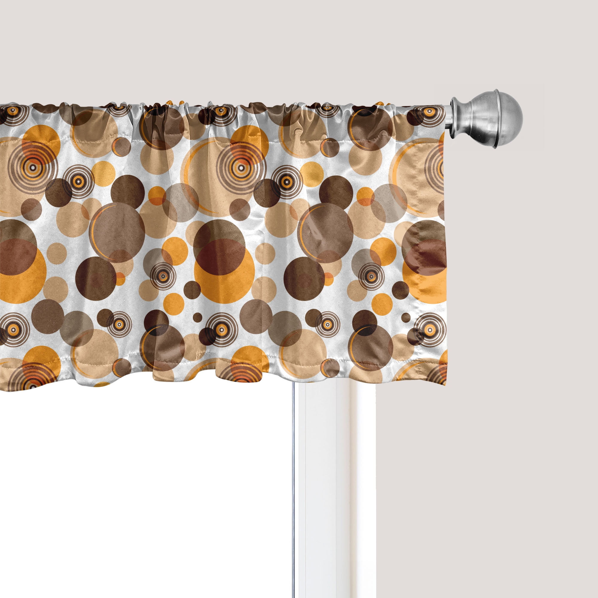 Ambesonne Earth Tones Window Valance, Chaotic Spots Rings, 54