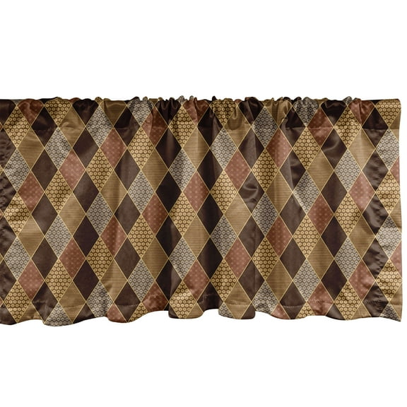 Ambesonne Earth Tones Window Valance, Lozenge Pattern, 54" X 12", Brown Yellow