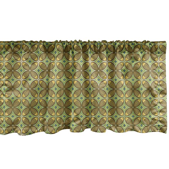 Ambesonne Earth Tones Window Valance, Natural Colors Inspired Leaf Shapes with Symmetrical Rhombus and Flower Motifs, Curtain Valance for Kitchen Bedroom Decor with Rod Pocket, 54" X 18", Multicolor