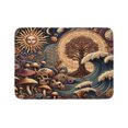 thumbnail image 1 of Ambesonne Earthy Boho Bath Mat, Gothic Woods Waves Sun, 30.2" x 20", Dark Slate Blue Cinnamon, 1 of 3