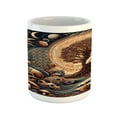 thumbnail image 1 of Ambesonne Earthy Boho Ceramic Coffee Mug, Gothic Woods Waves Sun, 11 oz, Dark Slate Blue Cinnamon, 1 of 4