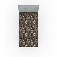 thumbnail image 1 of Ambesonne Earthy Boho Flowers Fitted Sheet, Folk Anemones, Twin XL Size, Taupe and Dark Brown, 1 of 5