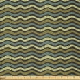 thumbnail image 1 of Ambesonne Earthy Fabric by the Yard Microfiber, Grunge Style Waves Motif, 2 Yards, Fawn Laurel Green and Brown, 1 of 2