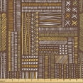 thumbnail image 1 of Ambesonne Earthy Fabric by the Yard Upholstery, Sketchy Tribal Abstract Art, 3 Yards, Umber Khaki and Marigold, 1 of 5