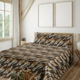 thumbnail image 1 of Ambesonne Earthy Fitted & Flat Sheet with Shams 4 Pcs Set, Weathered Look Tree Print, Full, Brown Beige and Grey, 1 of 5