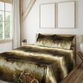 thumbnail image 1 of Ambesonne Earthy Floral Fitted & Flat Sheet with Sham 3 Pcs Set, Grungy Flower Print, Twin, Caramel Dark Cocoa Ivory, 1 of 5