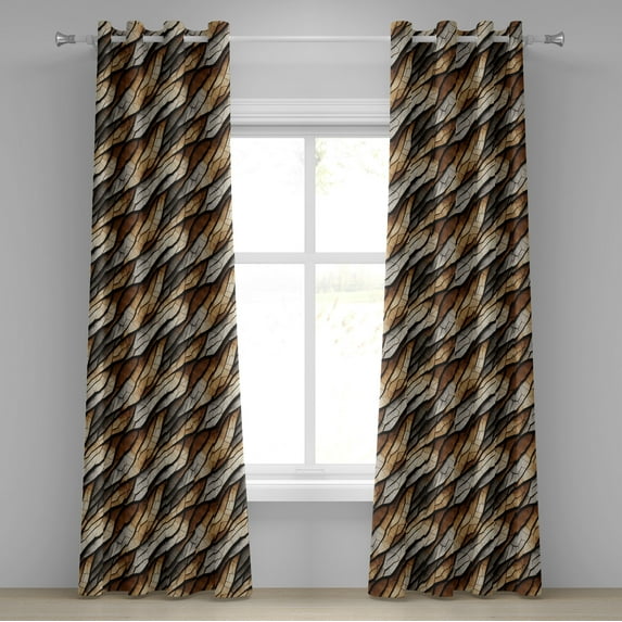 Ambesonne Earthy Grommet Curtain, Weathered Look Tree Print, 50"x108", Brown Beige and Grey