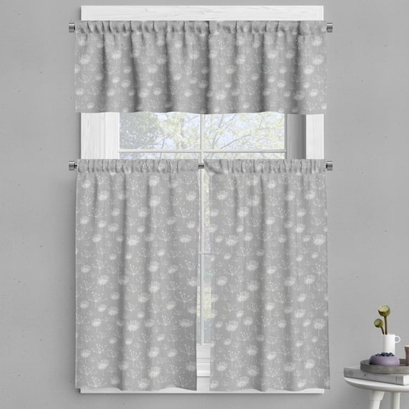 Ambesonne Earthy Valance & Curtain, Neutral Muted Tone Dandelion, 55"x45", Pale Grey