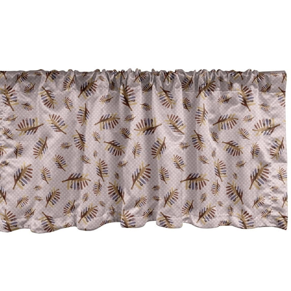 Ambesonne Earthy Window Valance, Tribal Palm on Polka Dots, 54" X 18", Pale Rose Camel and Rust