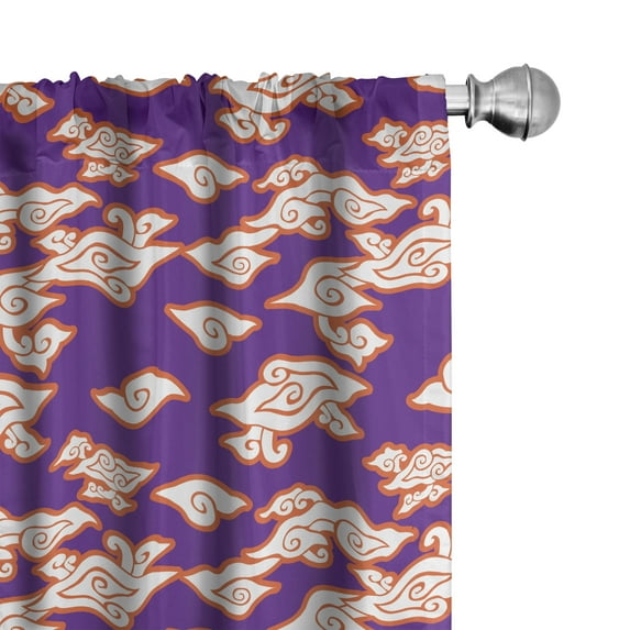 Ambesonne East Window Curtains, Indonesian Batik Hippie, Each 28" W x 95" L, Vermilion Purple