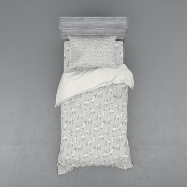 Ambesonne East Bedding Set 3 Pcs, Cat Kitten Animal, Twin, Pale Grey