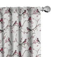 thumbnail image 1 of Ambesonne East Curtains, Bullfinch Birds Sakura, Pair of 28"x63", Pink Black Grey, 1 of 5
