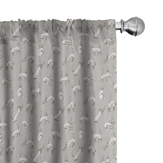 Ambesonne East Curtains, Cat Kitten Animal, Pair of 28"x95", Pale Grey
