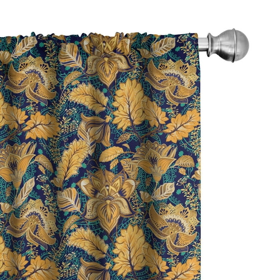 Ambesonne East Curtains, Medieval Exotic Garden, Pair of 28"x95", Multicolor