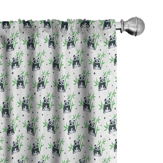 Ambesonne East Curtains, Wild Zoo Nature Exotic Fun, Pair of 28"x84", White Black and Green