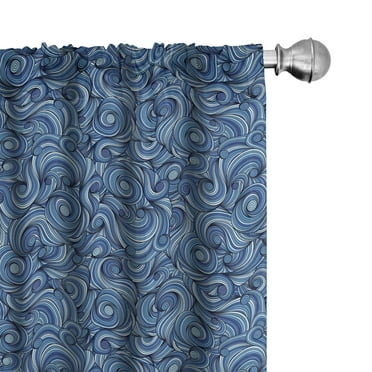 Ambesonne East Curtains, Zentangle Exotic, Pair of 28"x63", Pale Blue Navy Blue