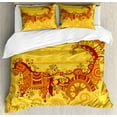 thumbnail image 1 of Ambesonne East Duvet Cover Sets, Folk Design, 2-Queen, Marigold Orange and Ruby, 1 of 7