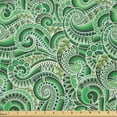 thumbnail image 1 of Ambesonne East Fabric by the Yard Microfiber, Classical Retro Green Swirls, 3 Yards, Black and Green, 1 of 2