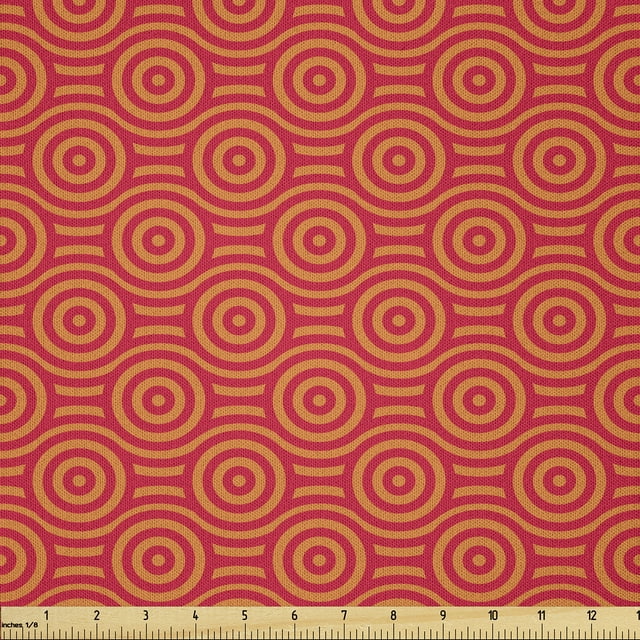 Ambesonne East Fabric by the Yard Microfiber, Spiral Circles in Warm ...